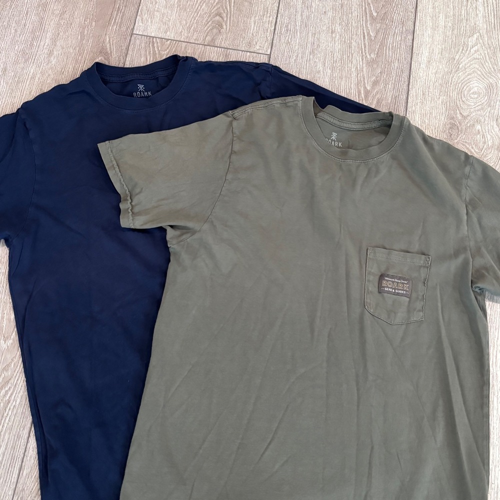 Roark Pocket T-Shirt Mens Small Blue Green Lot of 2 Outdoors Casual Gorpcore